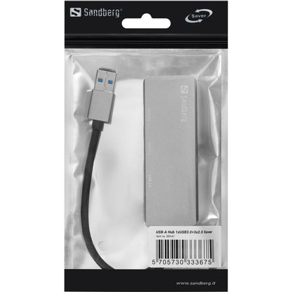 Sandberg 333-67 USB-A Hub – 4-Port Aluminium USB 3.0/2.0 Splitter