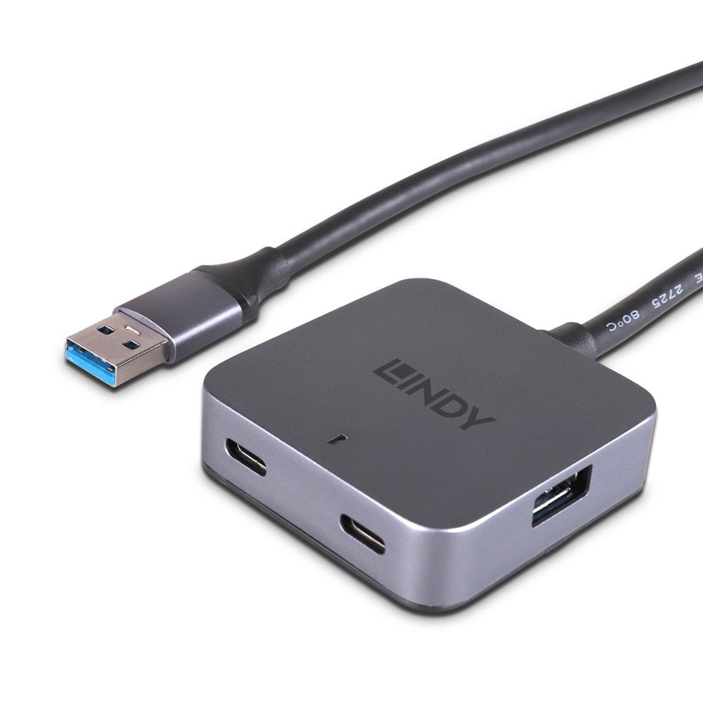 Lindy 43388 5m USB 3.0 Hub – 4-Port, SuperSpeed 5Gbps, Aluminium, CE Certified