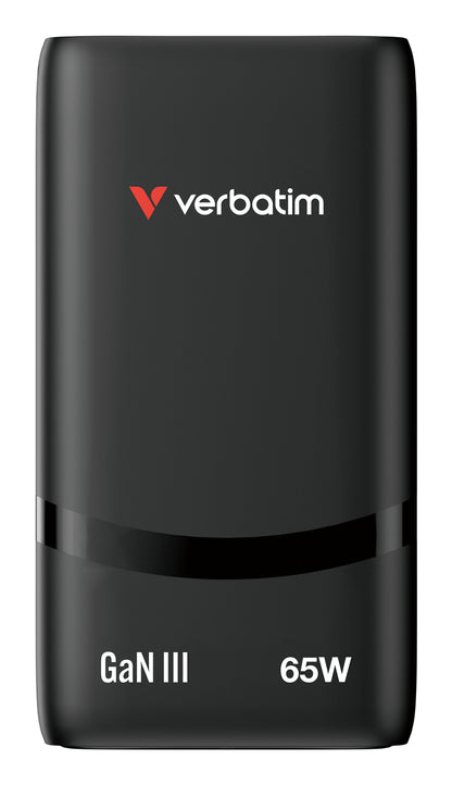 Verbatim 32354 Fold 'n' Go GaN Charger 65W EU Plug Black – Dual USB-C Fast Charging