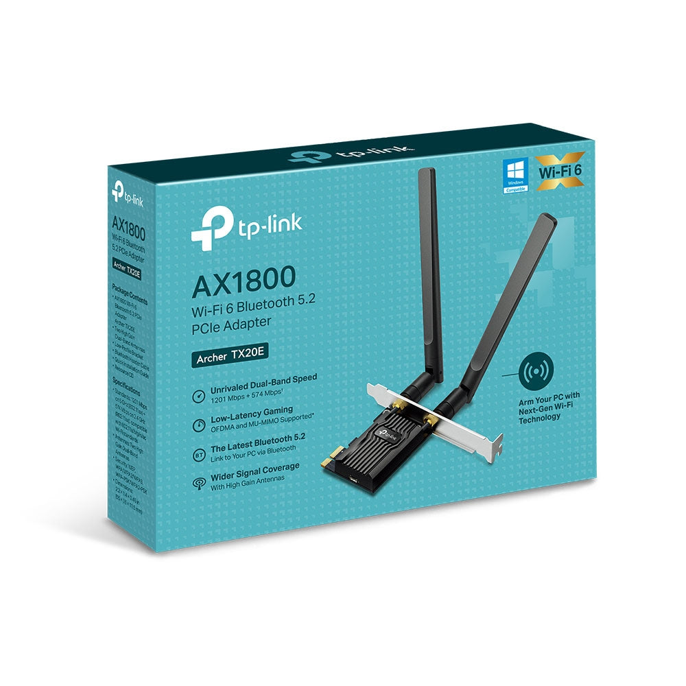 TP-Link ARCHER TX20E AX1800 Wi-Fi 6 Bluetooth 5.2 PCIe Adapter