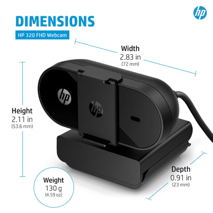 HP 53X26AA 320 FHD Webcam – Full HD 1080p USB Clip/Stand Black