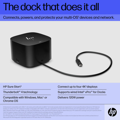 HP 4J0A2AA#ABU Thunderbolt Dock 120W G4 – Docking Station, TB4, 100W Power