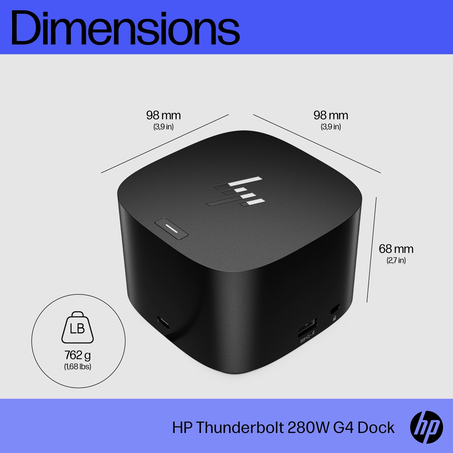 HP 4J0G4ET#ABB Thunderbolt Dock 280W G4 Wired Thunderbolt 4 Black