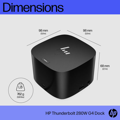 HP 4J0G4ET#ABB Thunderbolt Dock 280W G4 Wired Thunderbolt 4 Black