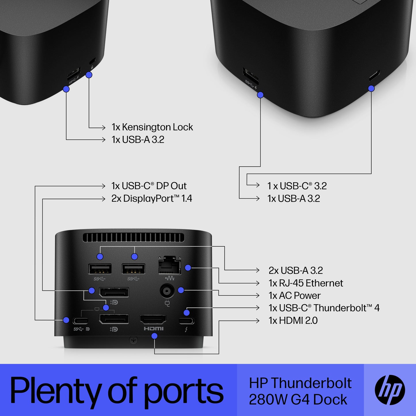 HP 4J0G4AA#ABY Thunderbolt Dock 280W G4 – High-Power Docking Station, TB4, 4K Support