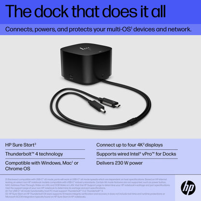 HP 4J0G4AA#ABY Thunderbolt Dock 280W G4 – High-Power Docking Station, TB4, 4K Support