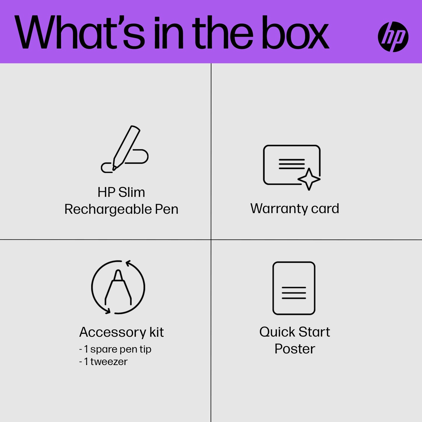 HP 630W7AA#AC3 Slim Rechargeable Pen – Black Stylus, Built-in Battery