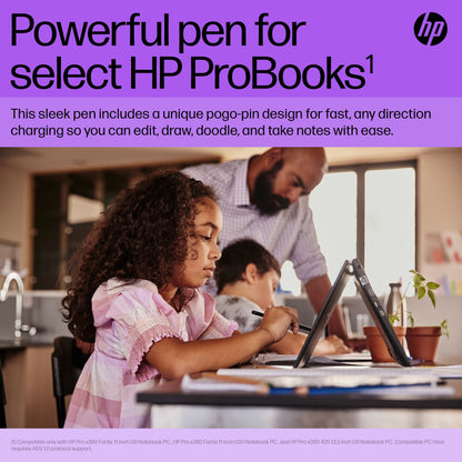 HP 630W7AA#AC3 Slim Rechargeable Pen – Black Stylus, Built-in Battery