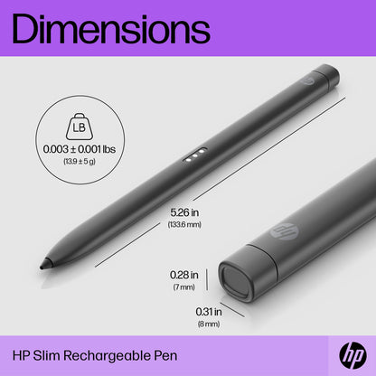HP 630W7AA Slim Rechargeable Pen – Black Stylus with Built-in Battery