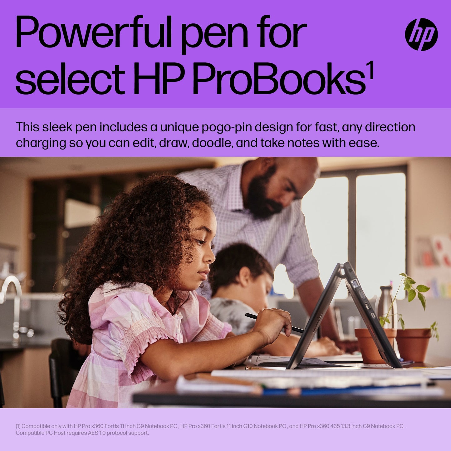 HP 630W7AA#AC3 Slim Rechargeable Pen – Black Stylus, Built-in Battery
