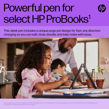 HP 630W7AA#AC3 Slim Rechargeable Pen – Black Stylus, Built-in Battery
