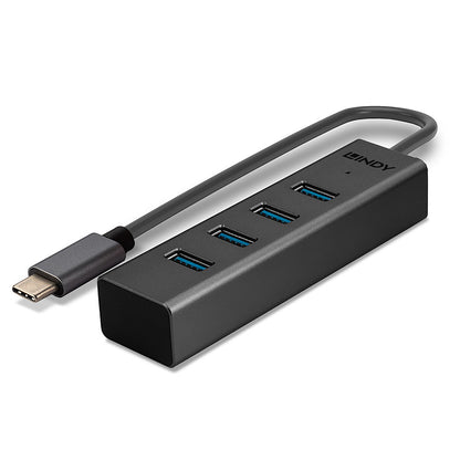 Lindy 43325 4 Port USB 3.2 Type C Hub – 5Gbps, Aluminium, CE & RoHS Certified