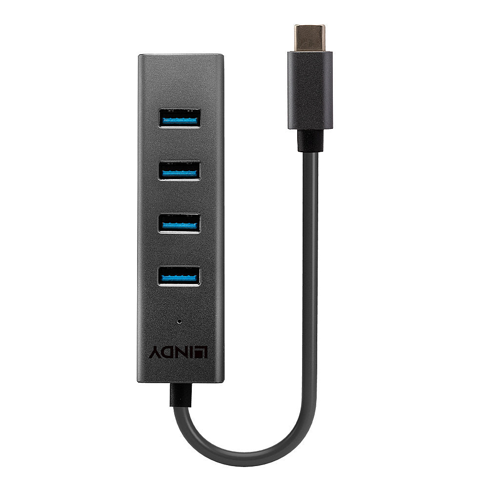 Lindy 43325 4 Port USB 3.2 Type C Hub – 5Gbps, Aluminium, CE & RoHS Certified