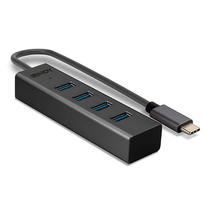 Lindy 43325 4 Port USB 3.2 Type C Hub – 5Gbps, Aluminium, CE & RoHS Certified