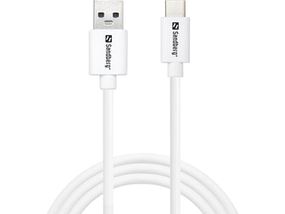Sandberg 136-15 USB-C 3.1 to USB-A 3.0 Cable 1m – High-Speed White Data Lead
