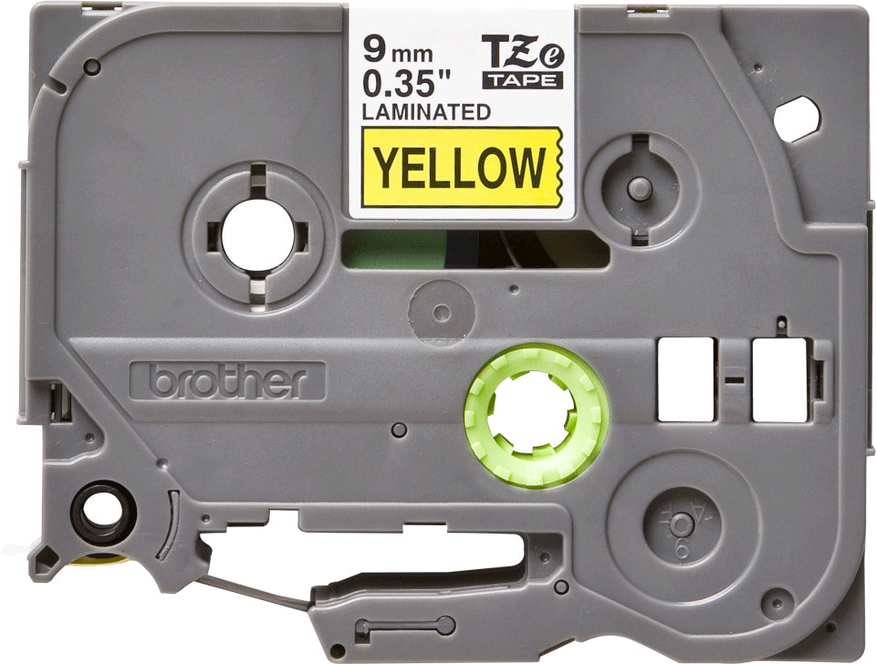 Brother TZE-621 Label Making Tape – 9mm Black on Yellow Laminated 8m