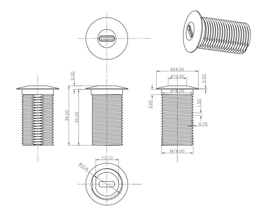 Vivolink PROUSBCMF0.3SOCKET-W USB-C Desk Socket with 0.3m USB 3.2 Gen 2 Cable, White, 10Gbps