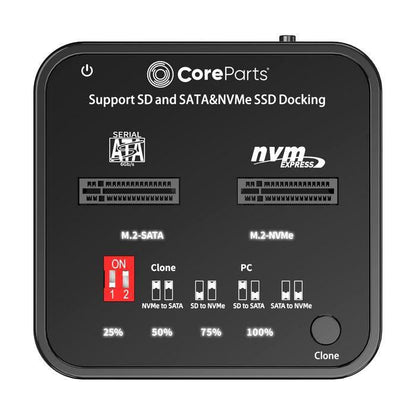 CoreParts MS-CLONER-M2-SD Media Duplicator – M.2 SSD Clone Dock, USB-C, SD Reader