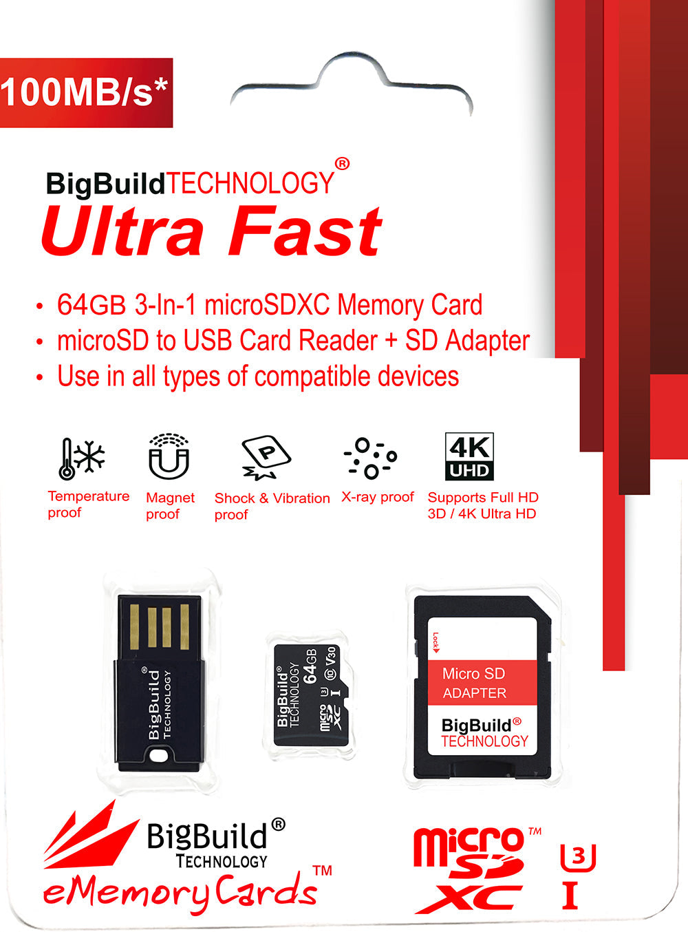 BigBuild Technology 64GB Ultra Fast 100MB/s Micro SDXC Memory Card, Perfect for Smartphones
