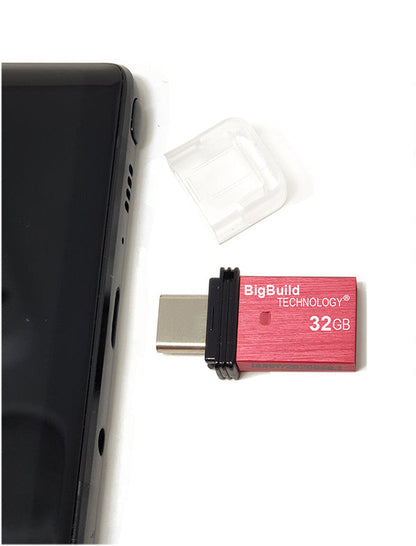 BigBuild Technology 32GB Red Dual Drive Type C OTG USB Memory Stick, USB Drive
