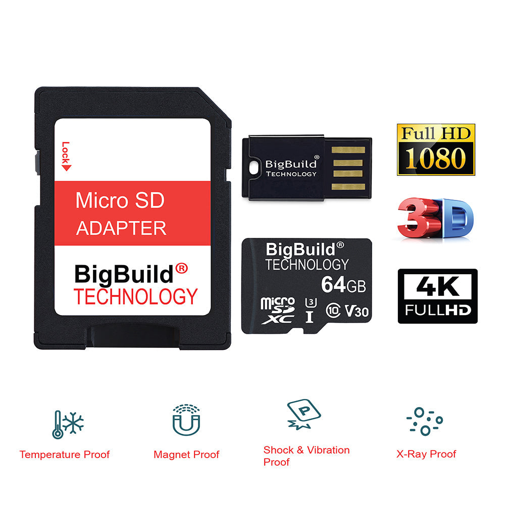 BigBuild Technology 64GB Ultra Fast 100MB/s Micro SDXC Memory Card, Perfect for Smartphones