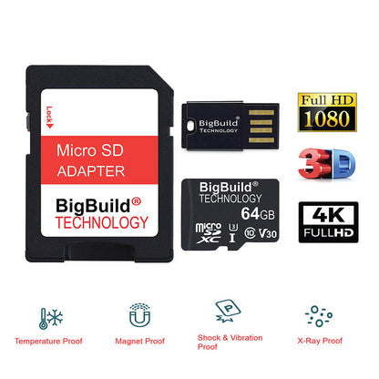 BigBuild Technology 64GB Ultra Fast 100MB/s Micro SDXC Memory Card, Perfect for Smartphones