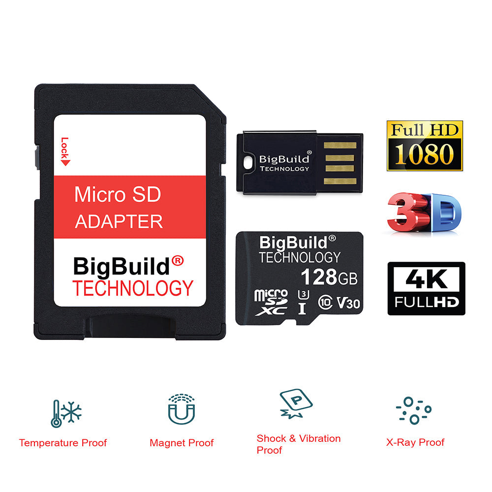 BigBuild Technology 128GB Ultra Fast 100MB/s Micro SDXC Memory Card, Perfect for Smartphones