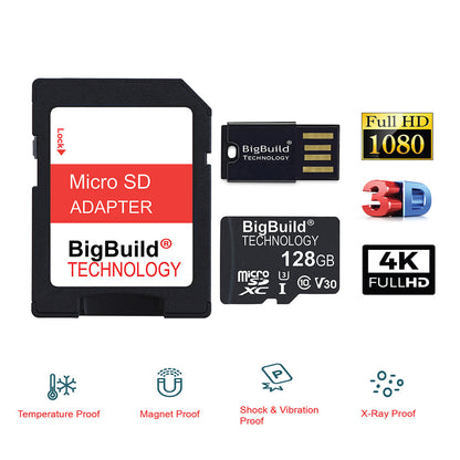 BigBuild Technology 128GB Ultra Fast 100MB/s Micro SDXC Memory Card, Perfect for Smartphones