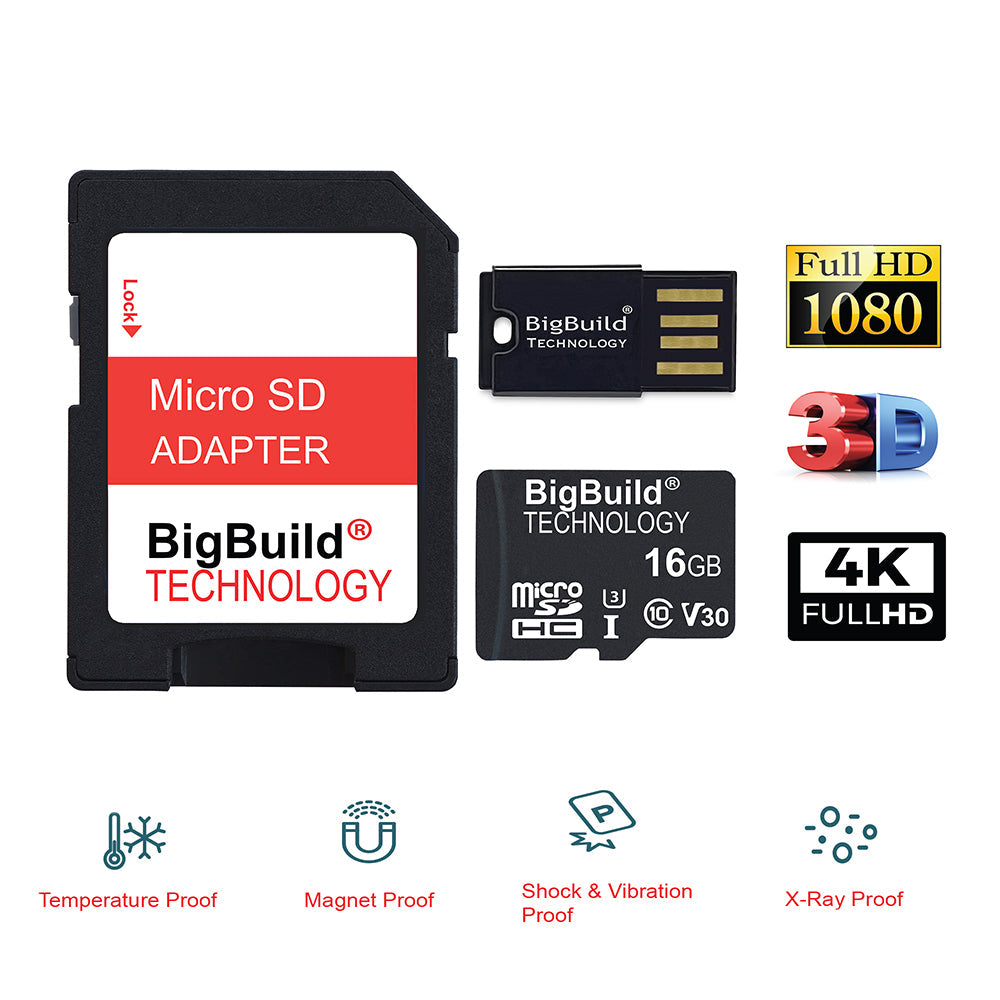 BigBuild Technology 16GB Ultra Fast 100MB/s Micro SDHC Memory Card, Perfect for Smartphones