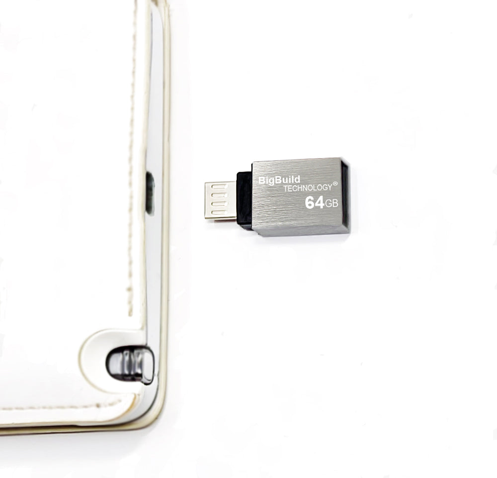 BigBuild Technology 64GB Silver Dual Drive Micro B OTG USB Memory Stick, USB Drive