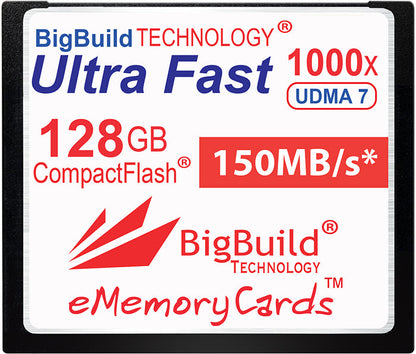 BigBuild Technology 128GB Ultra Fast 1000x 150MB/s UDMA 7 CompactFlash Memory Card