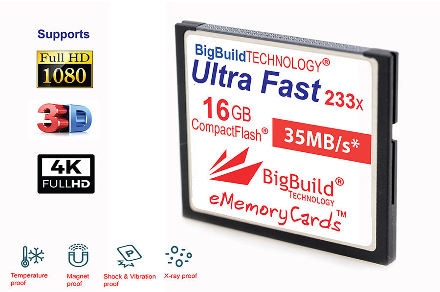 BigBuild Technology 16GB Ultra Fast 233x 35MB/s CompactFlash Memory Card