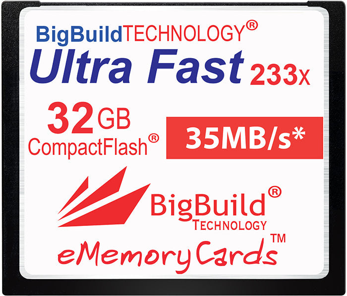 BigBuild Technology 32GB Ultra Fast 233x 35MB/s CompactFlash Memory Card
