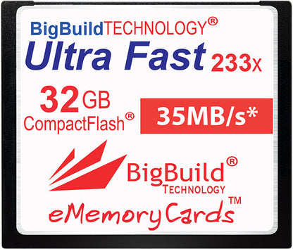 BigBuild Technology 32GB Ultra Fast 233x 35MB/s CompactFlash Memory Card