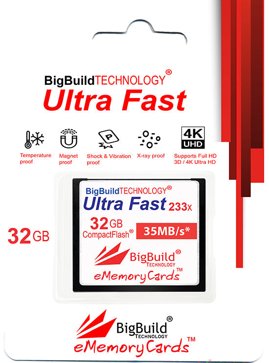 BigBuild Technology 32GB Ultra Fast 233x 35MB/s CompactFlash Memory Card