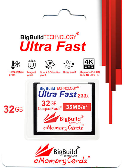BigBuild Technology 32GB Ultra Fast 233x 35MB/s CompactFlash Memory Card