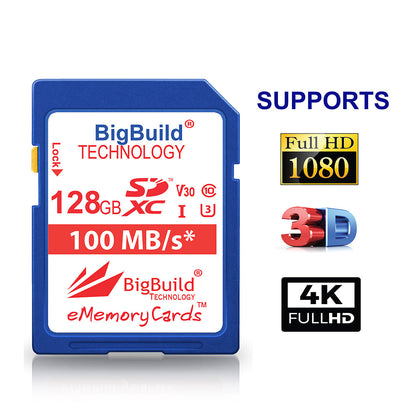 BigBuild Technology 128GB Ulta Fast 100MB/s U3 SDXC Memory Card
