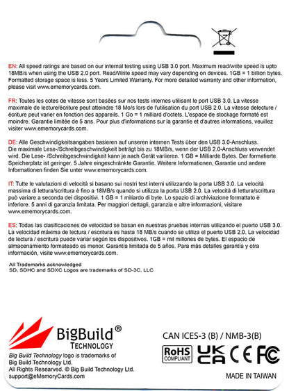 BigBuild Technology 64GB Ulta Fast 100MB/s U3 SDXC Memory Card
