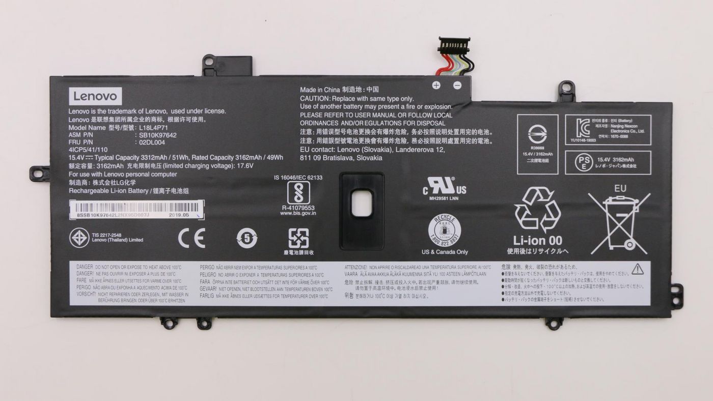 Lenovo FRU02DL004 Rechargeable Li-ion Battery 51Wh 15.4V 4-Cell