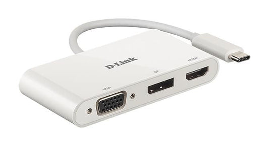 D-Link DUB-V310 3-in-1 USB-C Adapter – HDMI, VGA & DisplayPort, 4K Output