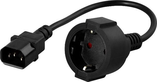 PowerWalker 91015003 IEC C14 to Type F Power Cable – 0.2m, Black