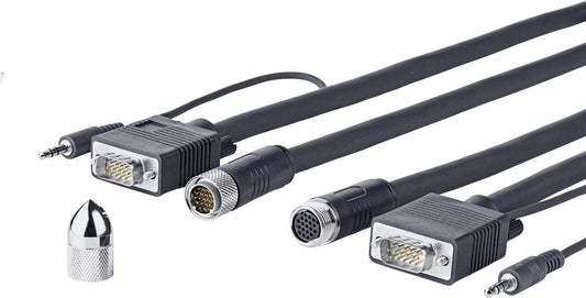 Vivolink PROVGASCW15 VGA Cable 15m – D-Sub Male to Male, Audio, Triple Shielded, Black