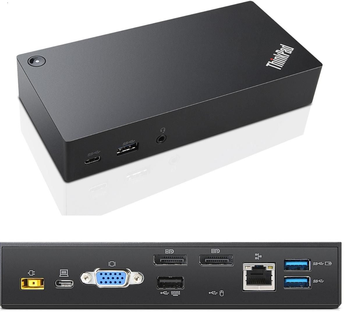 Lenovo 03X7194-RFB USB-C Dock – Wired Port Replicator, Black