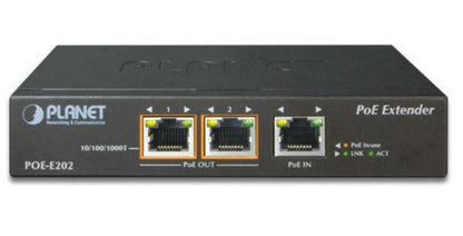 Planet POE-E202 Gigabit PoE+ Extender – 1-Port In, 2-Port Out, 30W, Metal