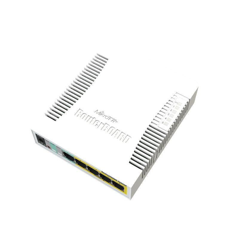 MikroTik CSS106-1G-4P-1S Network Switch – 5-Port Gigabit, PoE, White