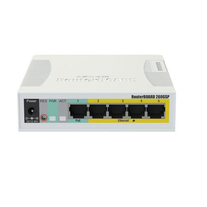 MikroTik CSS106-1G-4P-1S Network Switch – 5-Port Gigabit, PoE, White