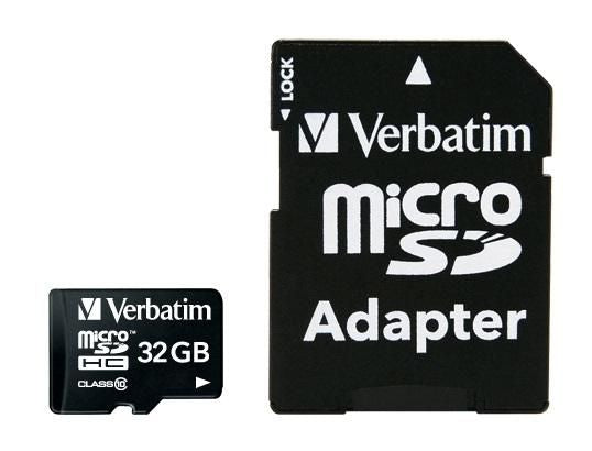 Verbatim 44083 MicroSDHC Memory Card 32GB – Class 10 with SD Adapter