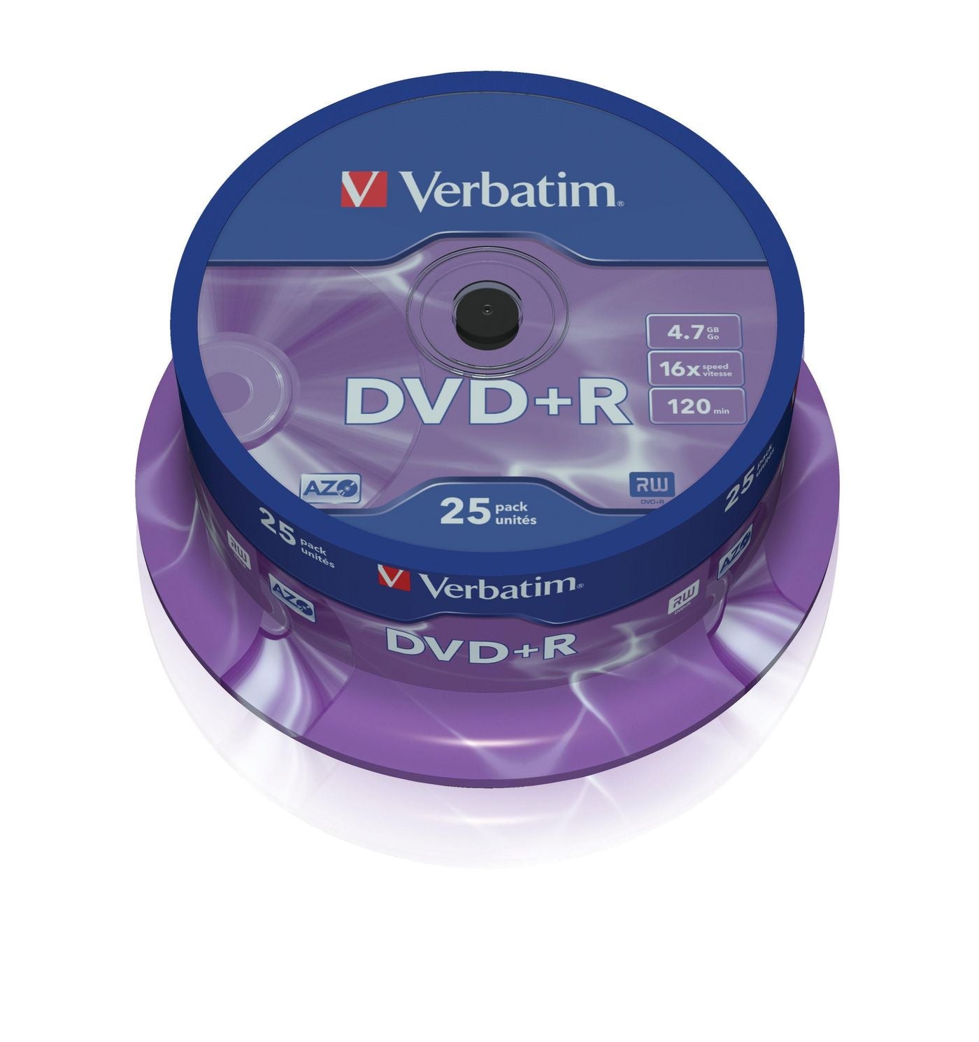 Verbatim 43500 Blank DVDs – DVD+R 4.7GB 16x 25-Pack Spindle