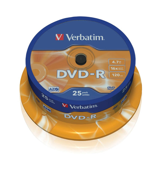 Verbatim 43522 Blank DVDs – DVD-R 4.7GB 16x 25-Pack Spindle