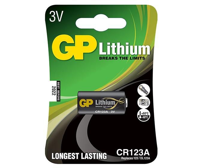 GP 3702 CR123A Lithium 3V Battery – 1 Pack, 10-Year Shelf Life